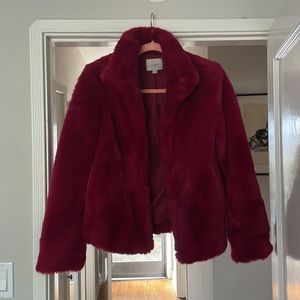 Cropped Red Faux Fur Loft Jacket